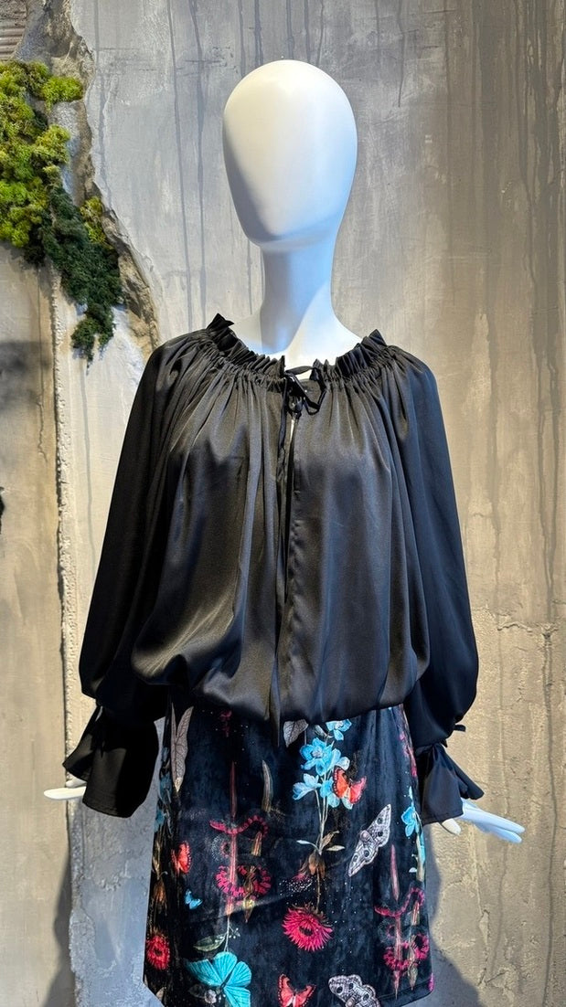 LUCY TUNIC TOP BLACK - Vesta Donna