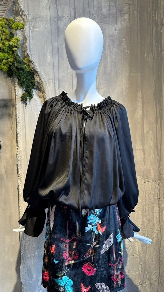 LUCY TUNIC TOP BLACK - Vesta Donna