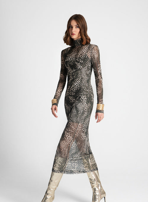 SASSI MESH DRESS ANIMAL - Vesta Donna
