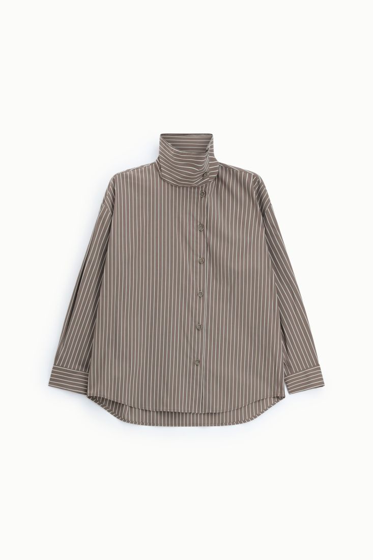 JINA STRIPED HIGH NECK SHIRT