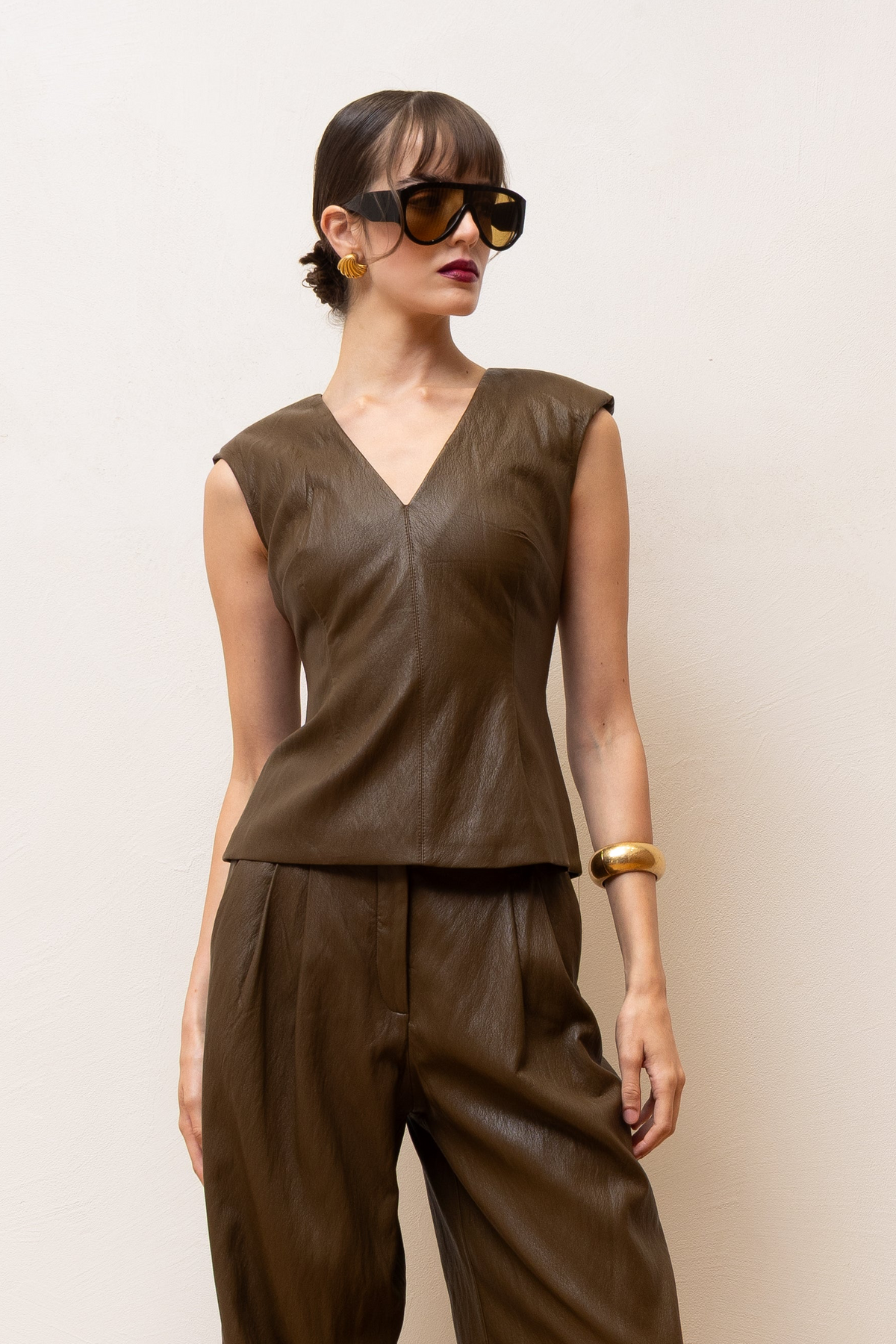 CATHY TOP OLIVE - Vesta Donna
