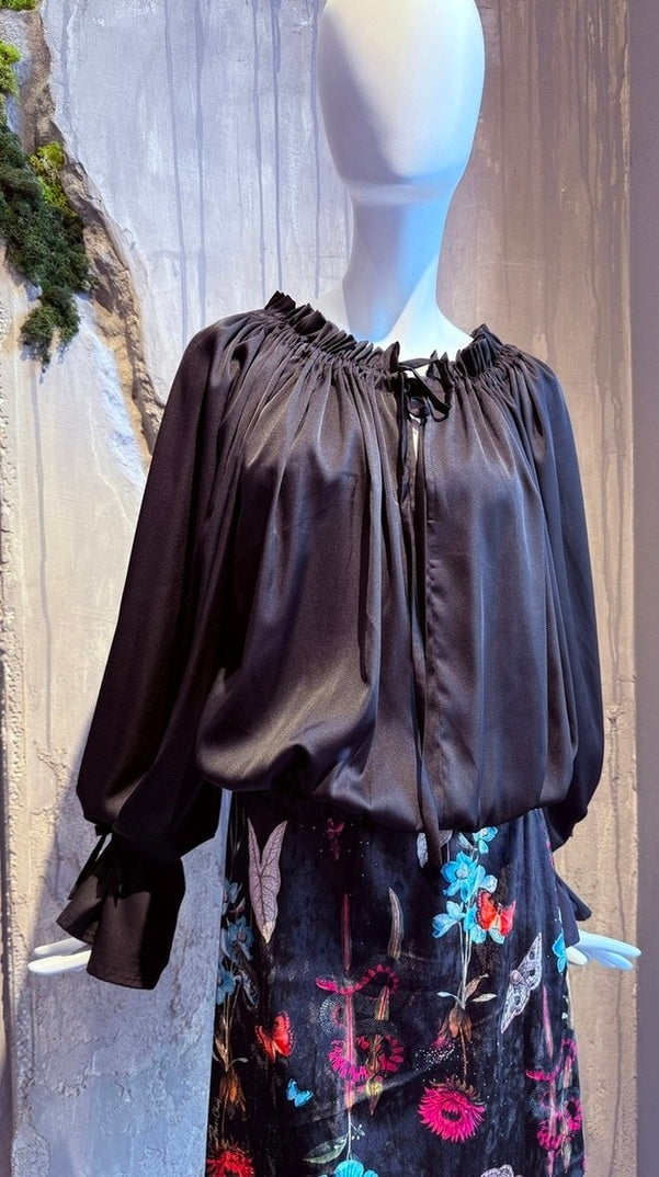 LUCY TUNIC TOP BLACK - Vesta Donna