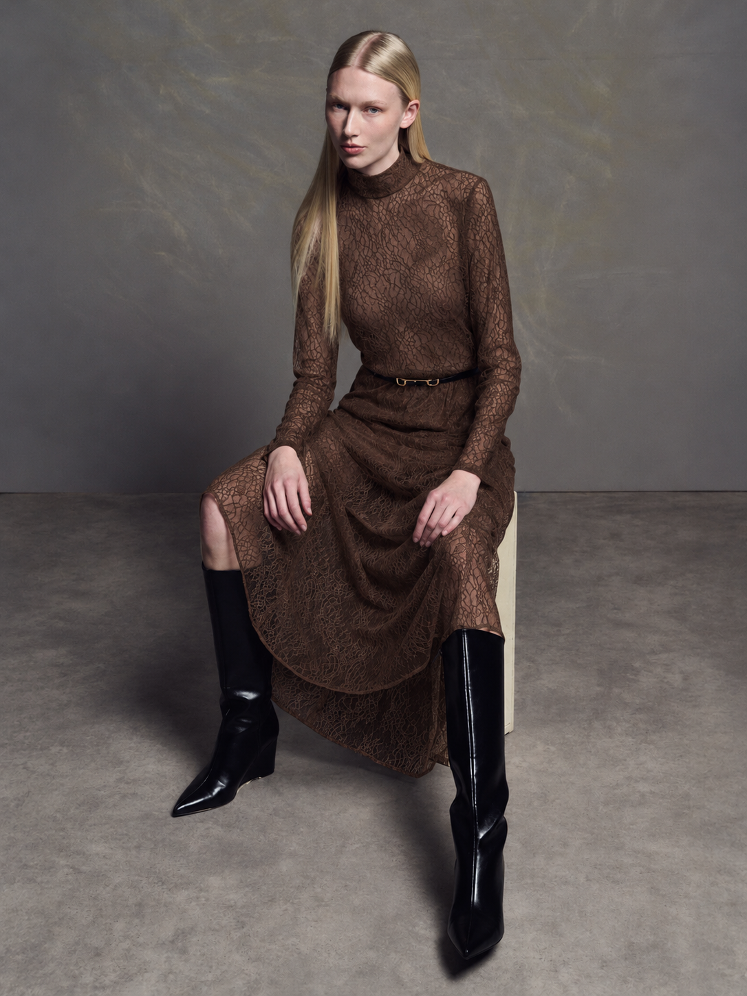 FLOW LACE TOP BROWN