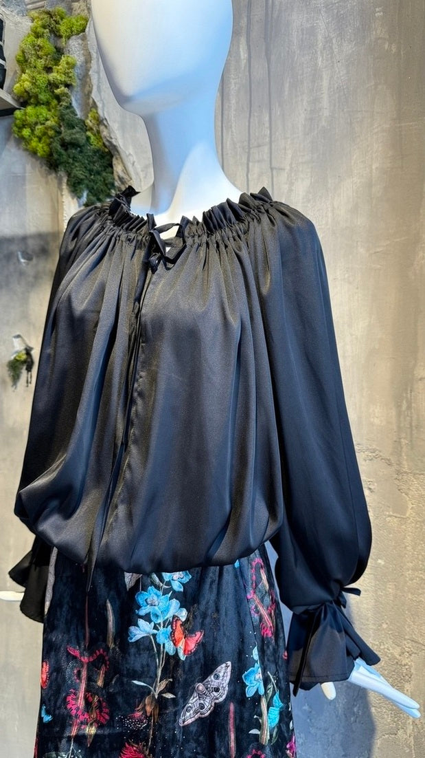 LUCY TUNIC TOP BLACK - Vesta Donna