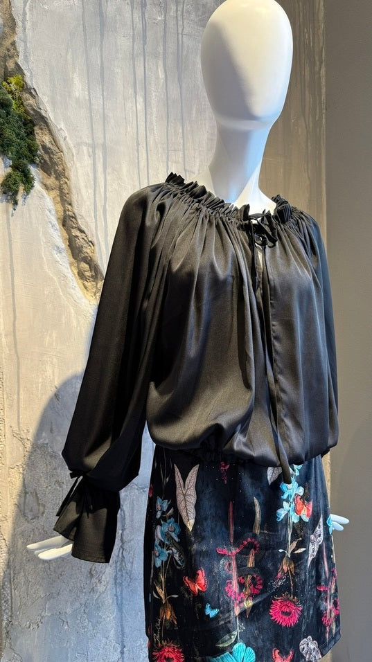 LUCY TUNIC TOP BLACK - Vesta Donna