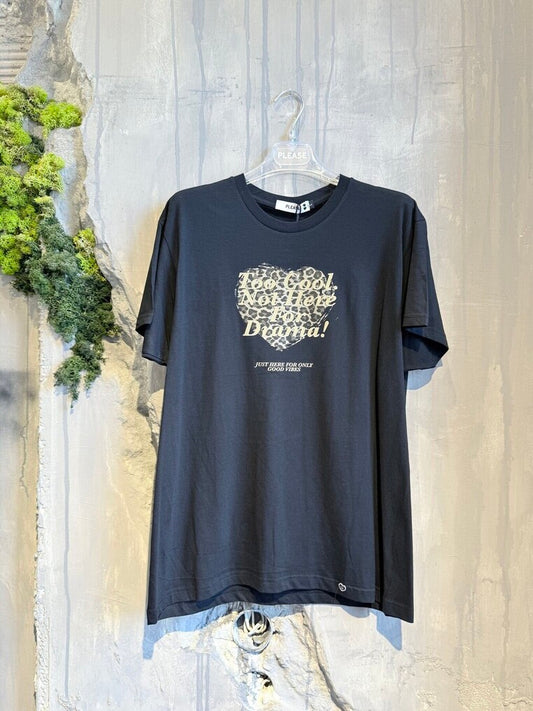 ANIMAL HEART T-SHIRT BLACK - Vesta Donna