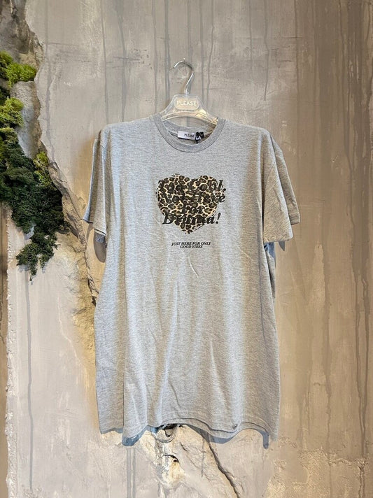 ANIMAL HEART T-SHIRT GREY - Vesta Donna