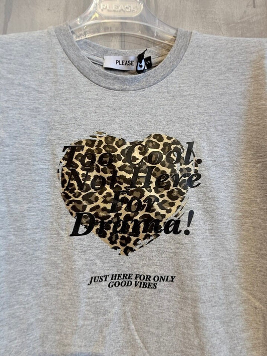 ANIMAL HEART T-SHIRT GREY - Vesta Donna