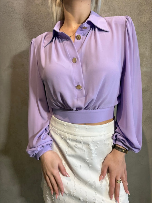 SUSAN CROPPED SHIRT LILAC - Vesta Donna