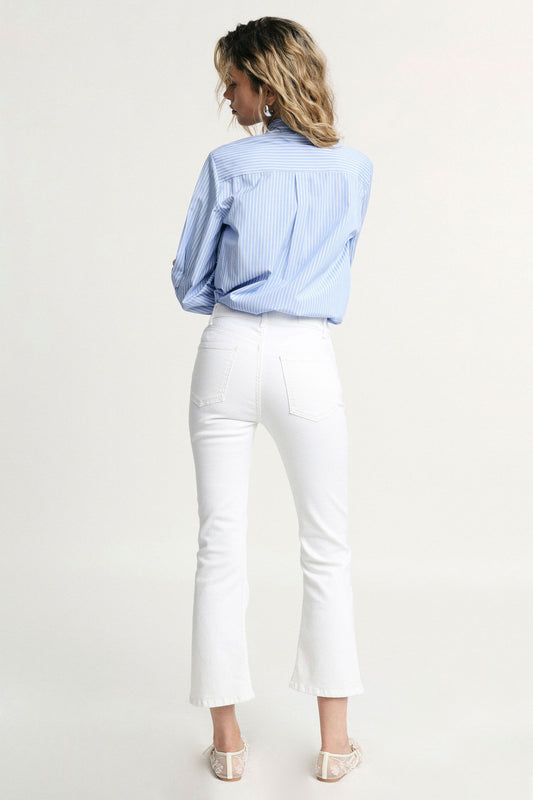 SHANA CROP BELL JEANS WHITE