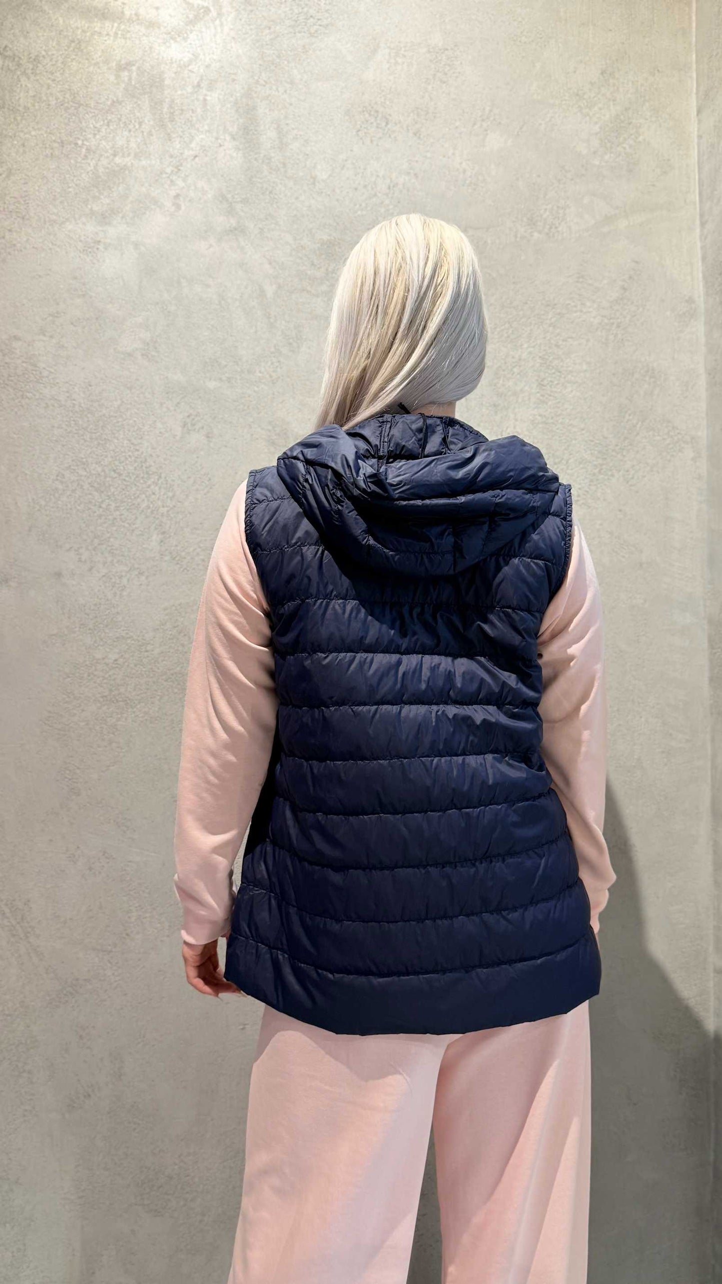 MARINA SLEEVELESS JACKET DARK BLUE - Vesta Donna