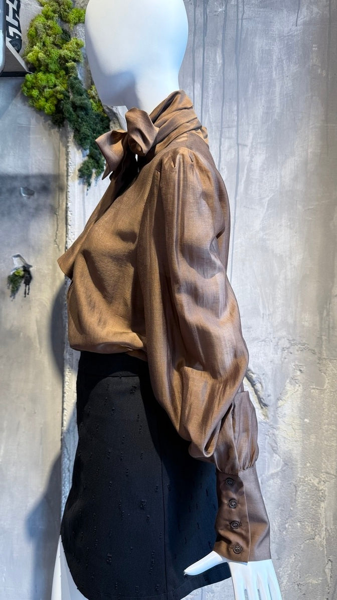 ZENIA SHIRT BROWN - Vesta Donna