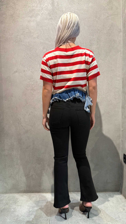 SHANA CROP BELL JEANS BLACK