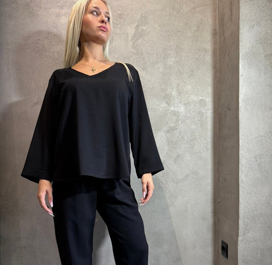 TRUDY TOP BLACK - Vesta Donna