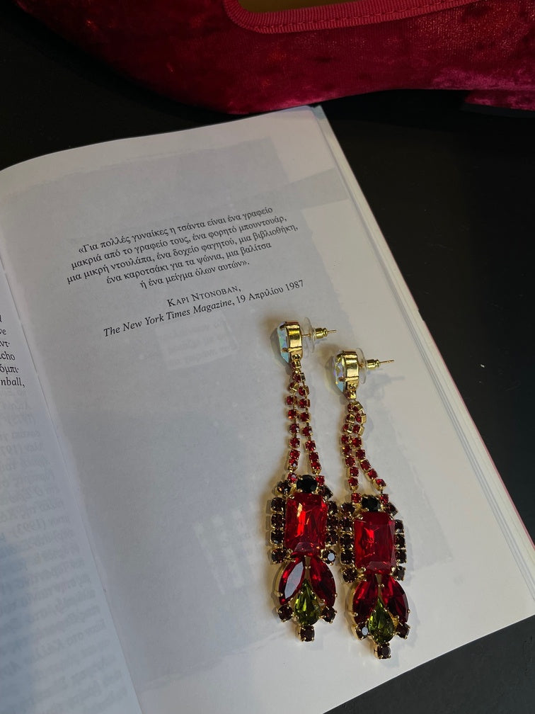 Vesta Donna  ΚΡΕΜΑΣΤΑ ΣΚΟΥΛΑΡΙΚΙΑ ΜΕ ΚΟΚΚΙΝΑ ΣΤΡΑΣ - Vesta Donna