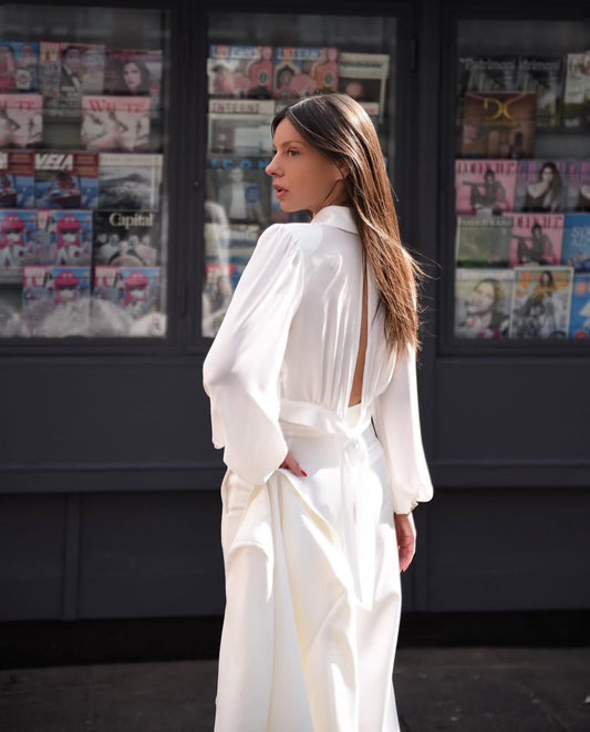 SUSAN CROPPED SHIRT WHITE - Vesta Donna