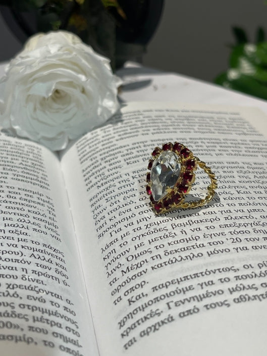 ΔΑΧΤΥΛΙΔΙ ΔΑΚΡΥ ΜΕ ΚΟΚΚΙΝΑ ΣΤΡΑΣ - Vesta Donna