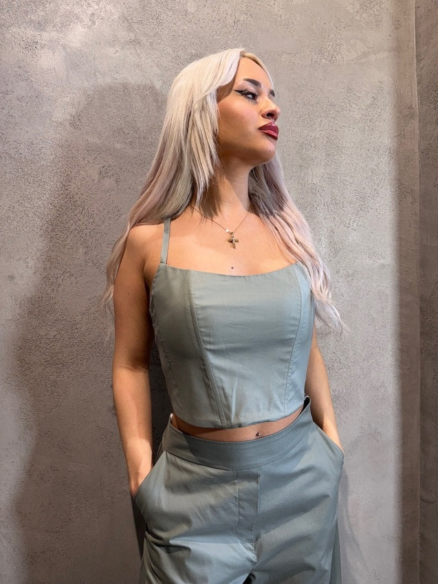 VIKTORIA BUSTIER TOP KHAKI - Vesta Donna