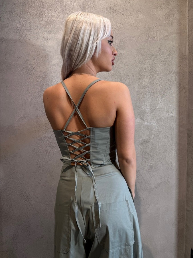 VIKTORIA BUSTIER TOP KHAKI - Vesta Donna