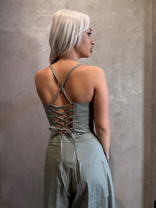 VIKTORIA BUSTIER TOP KHAKI - Vesta Donna