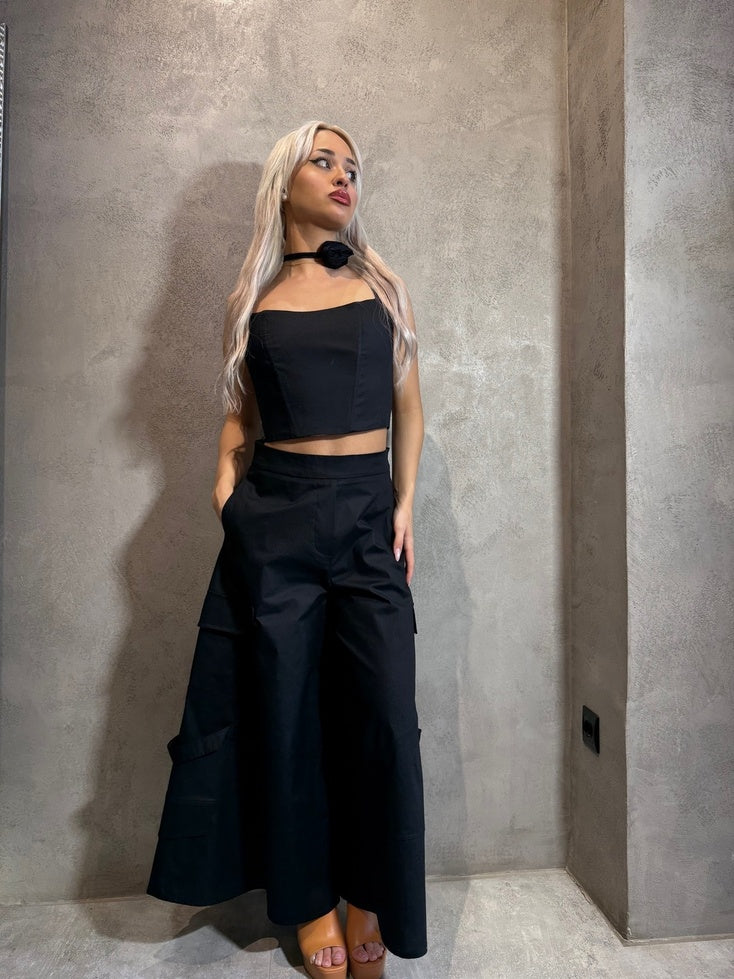 VIKTORIA BUSTIER TOP BLACK - Vesta Donna