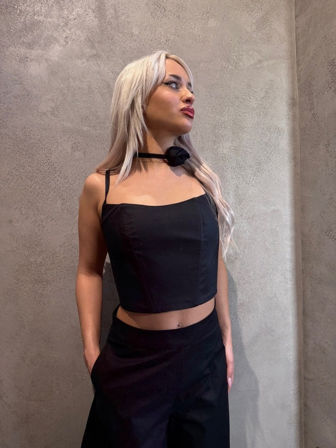 VIKTORIA BUSTIER TOP BLACK - Vesta Donna