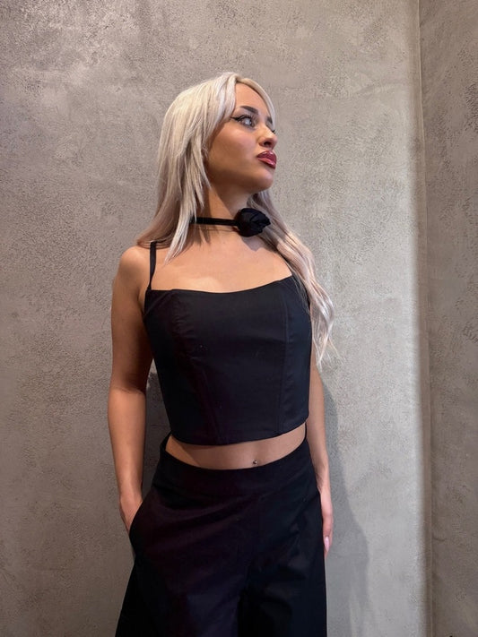 VIKTORIA BUSTIER TOP BLACK - Vesta Donna