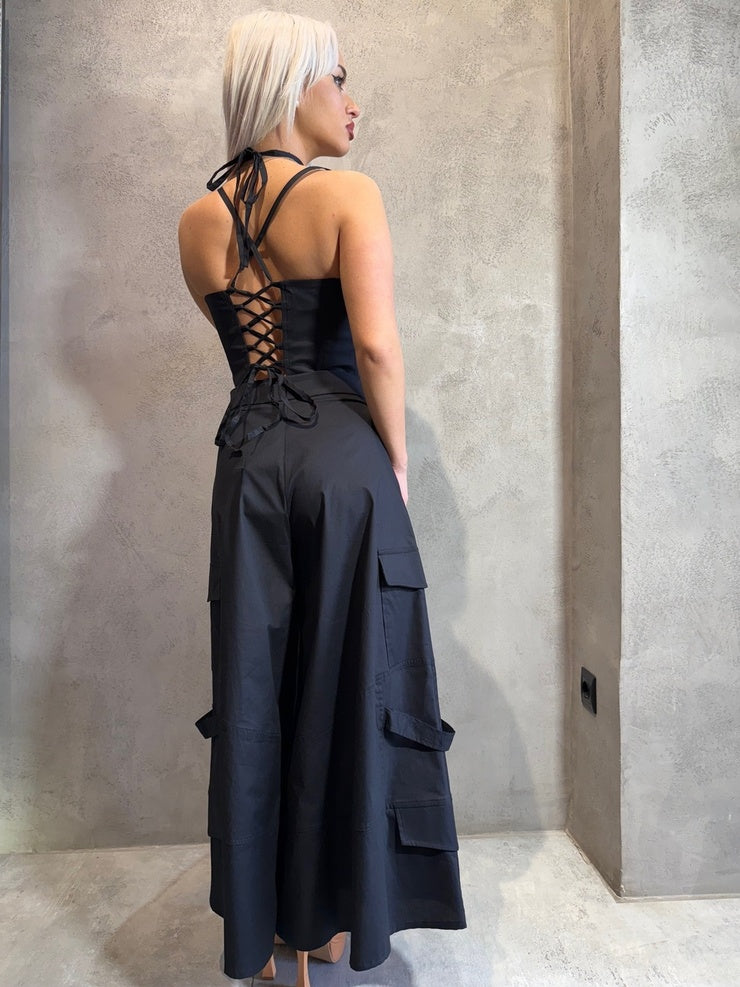 VIKTORIA BUSTIER TOP BLACK - Vesta Donna