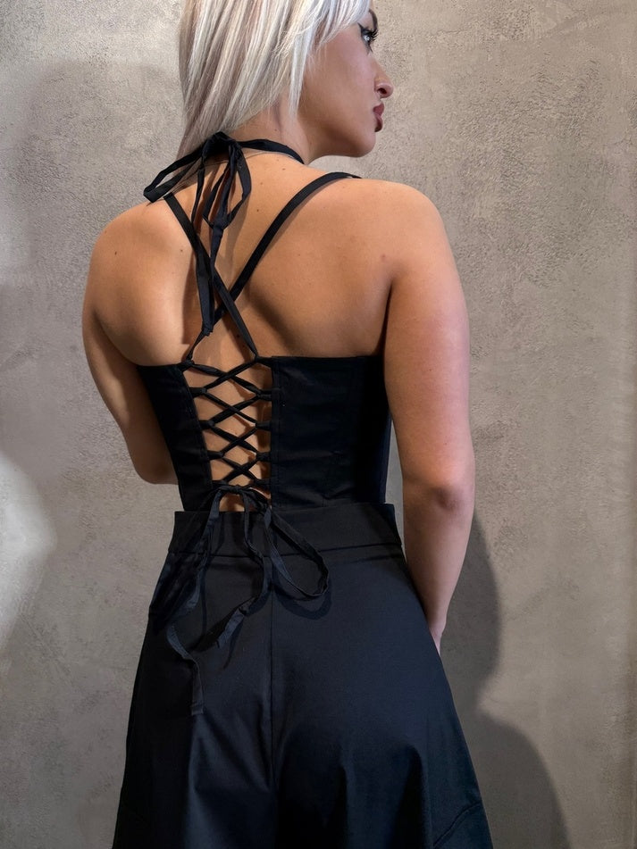 VIKTORIA BUSTIER TOP BLACK - Vesta Donna