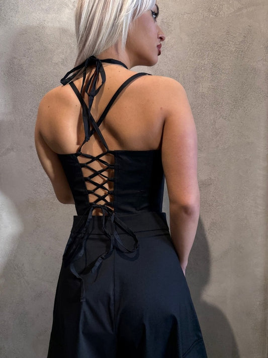 VIKTORIA BUSTIER TOP BLACK - Vesta Donna