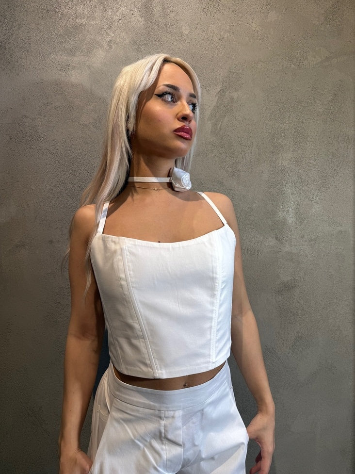 VIKTORIA BUSTIER TOP WHITE - Vesta Donna