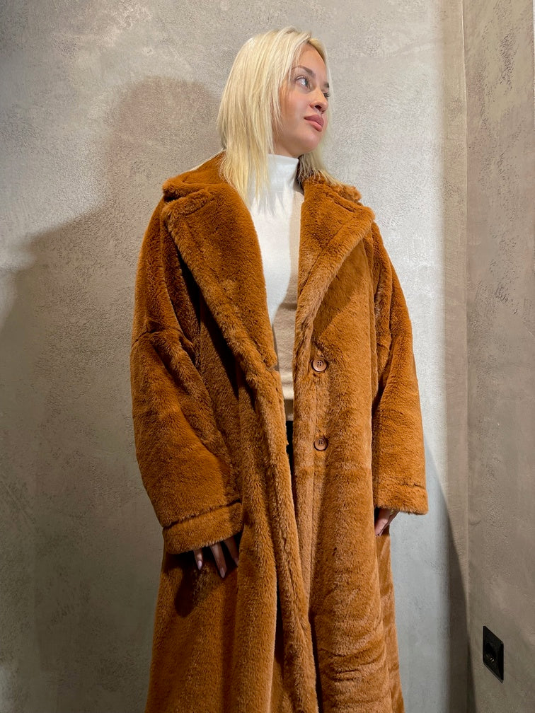 ROXY ECO FUR COAT CAMEL - Vesta Donna