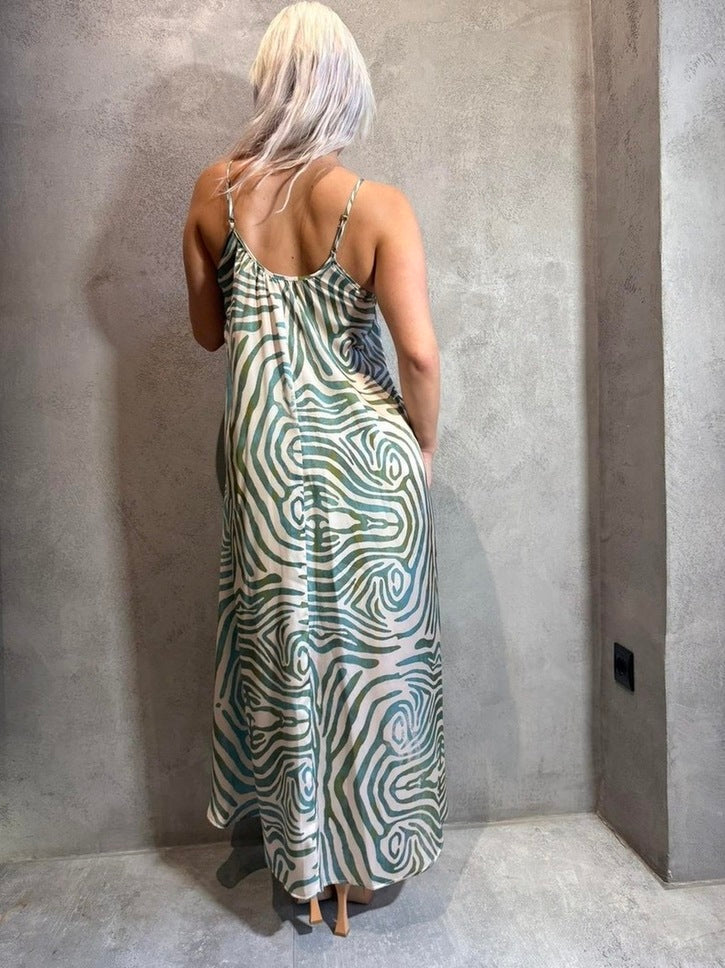 NALANI DRESS GREEN ZEBRA