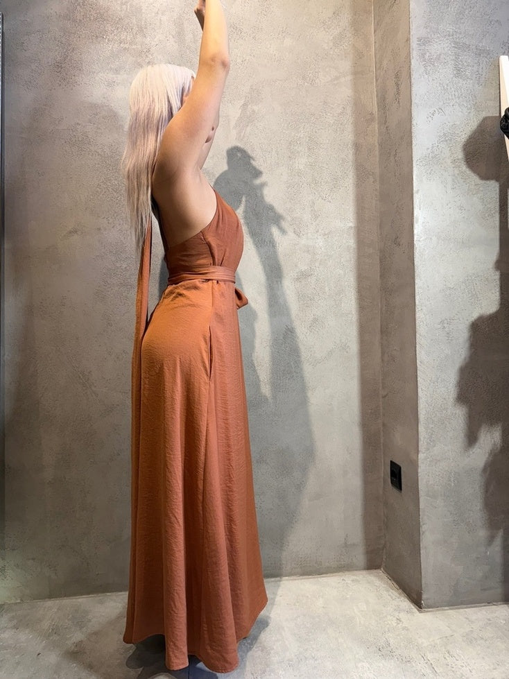 MACEY DRESS BROWN - Vesta Donna