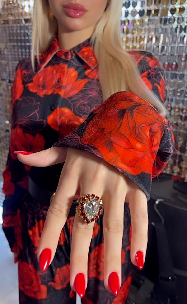 ΔΑΧΤΥΛΙΔΙ ΔΑΚΡΥ ΜΕ ΚΟΚΚΙΝΑ ΣΤΡΑΣ - Vesta Donna