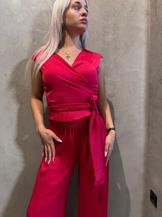 JANE WRAP TOP FUSCHIA - Vesta Donna
