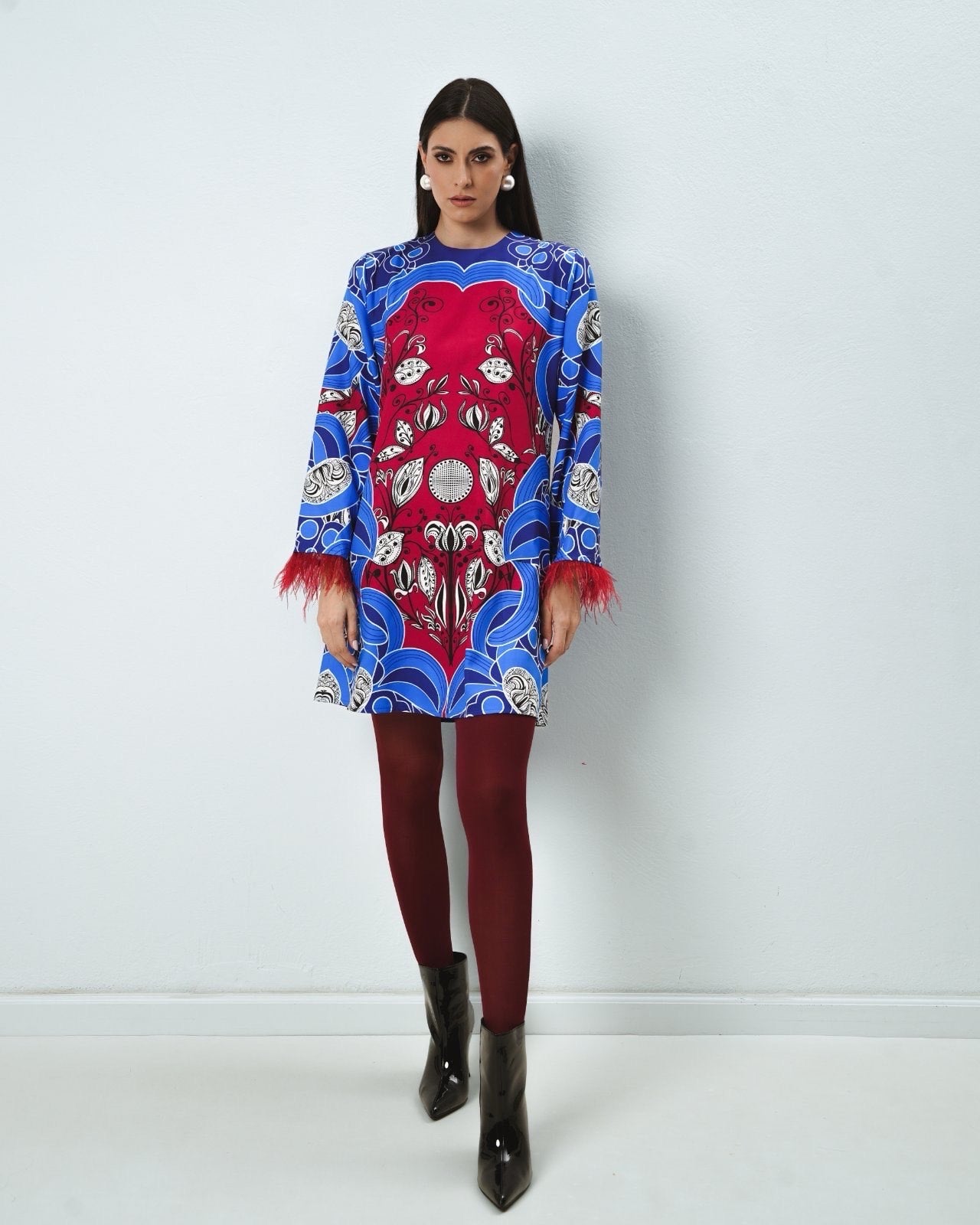 BLUE SWAN MINI DRESS - Vesta Donna