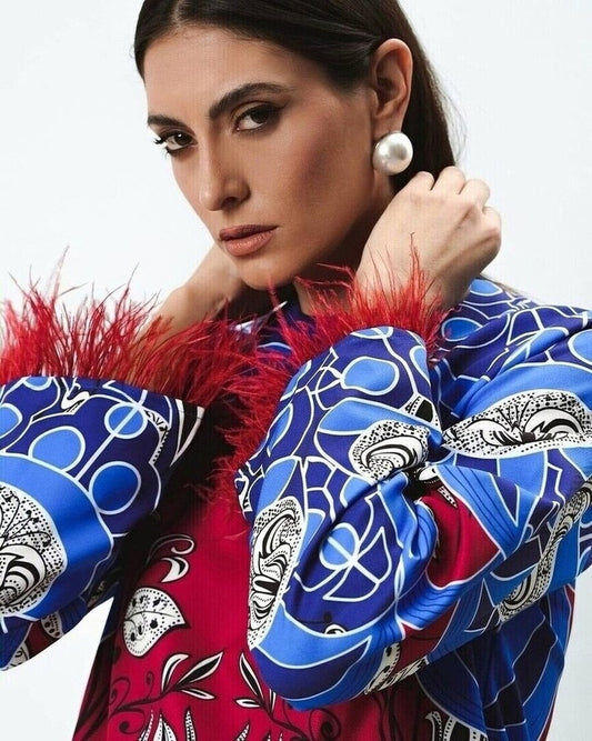 BLUE SWAN MINI DRESS - Vesta Donna