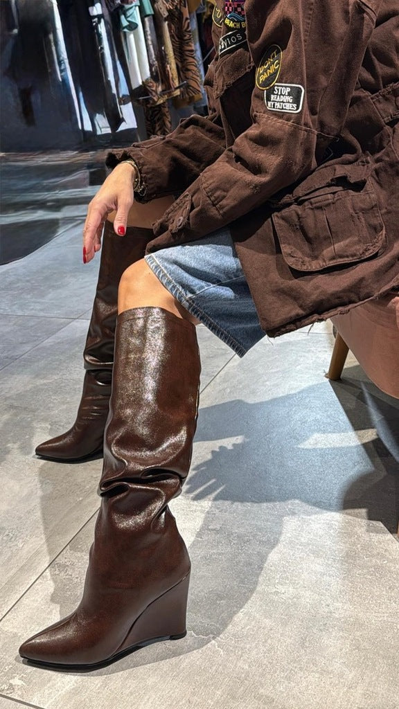 BELINDA KNEE HIGH BOOTS BROWN