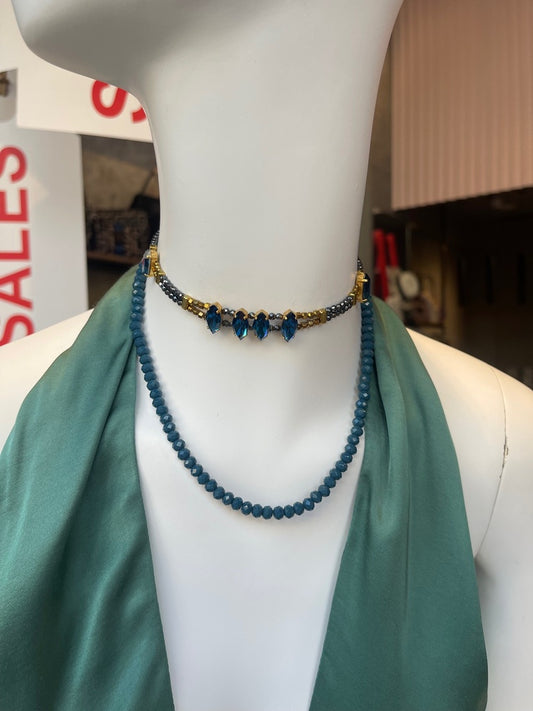 Vesta Donna CHOKER ΜΕ ΧΑΝΤΡΕΣ ΚΑΙ ΜΠΛΕ ΣΤΡΑΣ - Vesta Donna