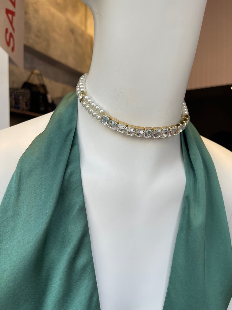 Vesta Donna CHOKER ΜΕ ΣΤΡΑΣ ΚΑΙ ΠΕΡΛΕΣ - Vesta Donna