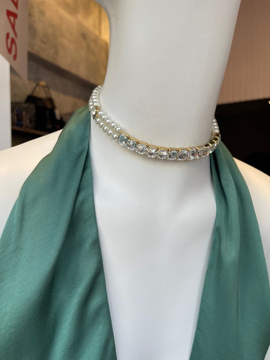 Vesta Donna CHOKER ΜΕ ΣΤΡΑΣ ΚΑΙ ΠΕΡΛΕΣ - Vesta Donna