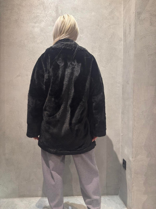 FELICE ECO FUR COAT BLACK