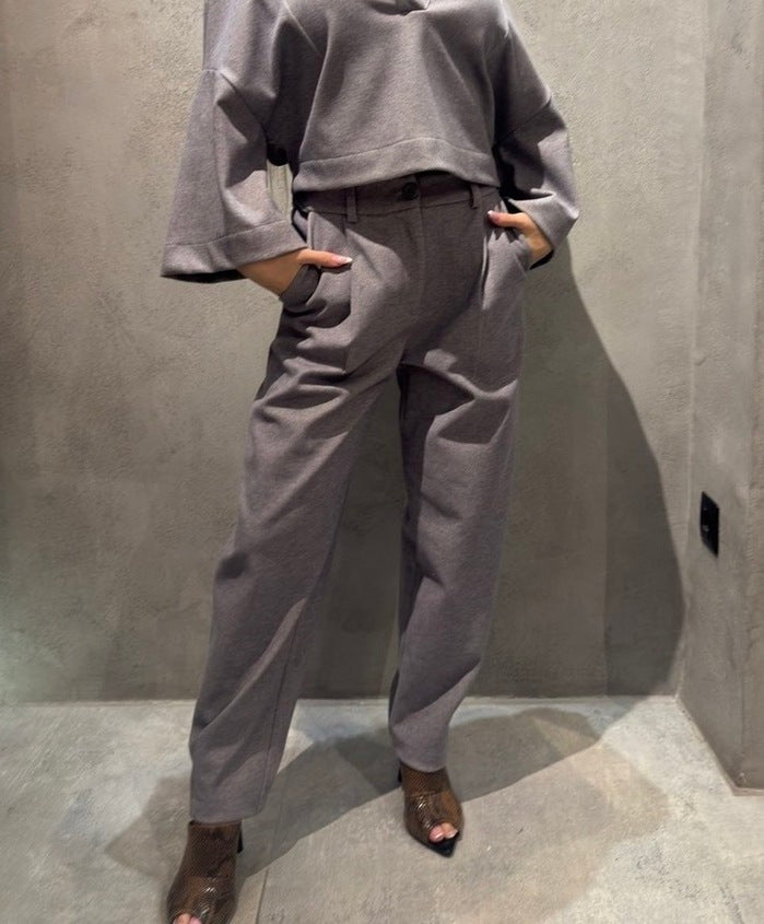 XENIA FLEECE PANTS GREY - Vesta Donna