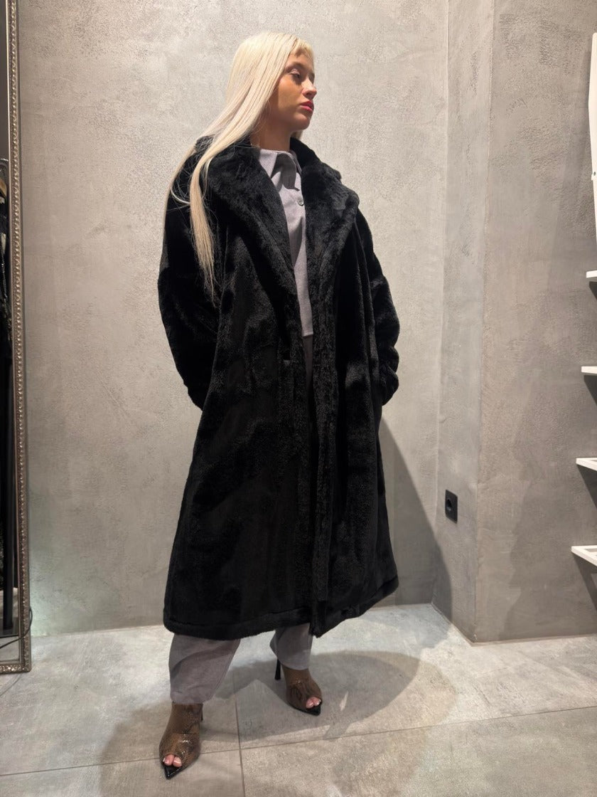 SIENNA LONG ECO FUR COAT BLACK