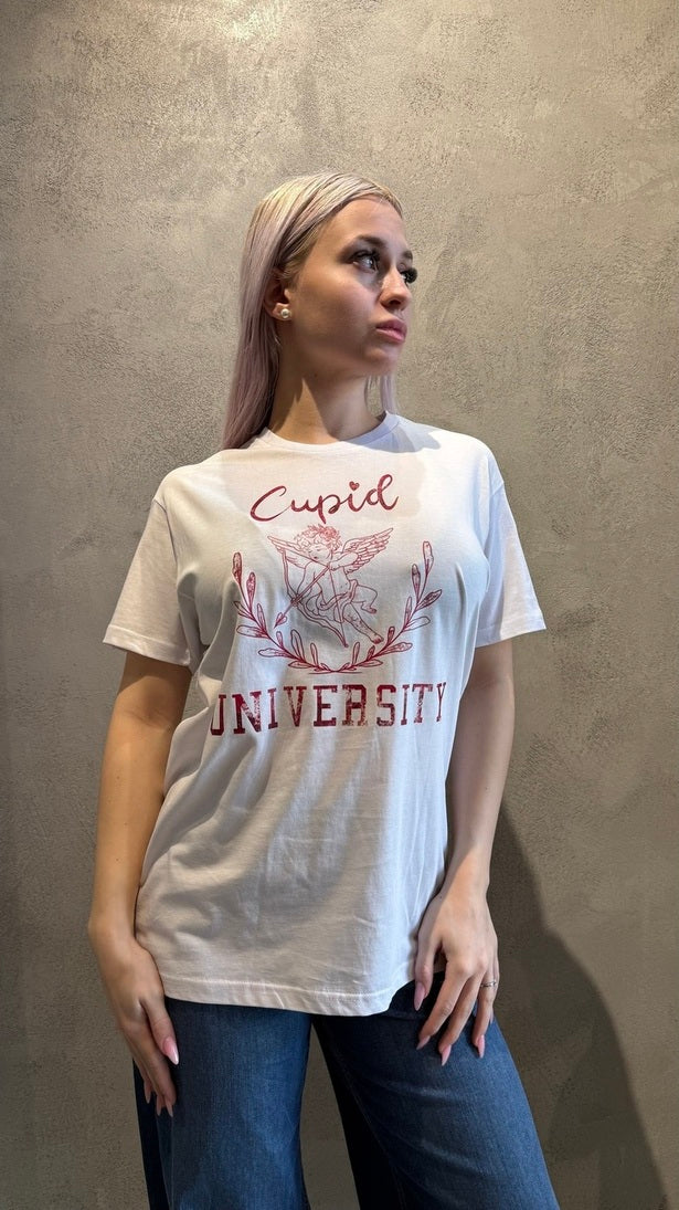 CUPID UNIVERSITY T-SHIRT WHITE - Vesta Donna