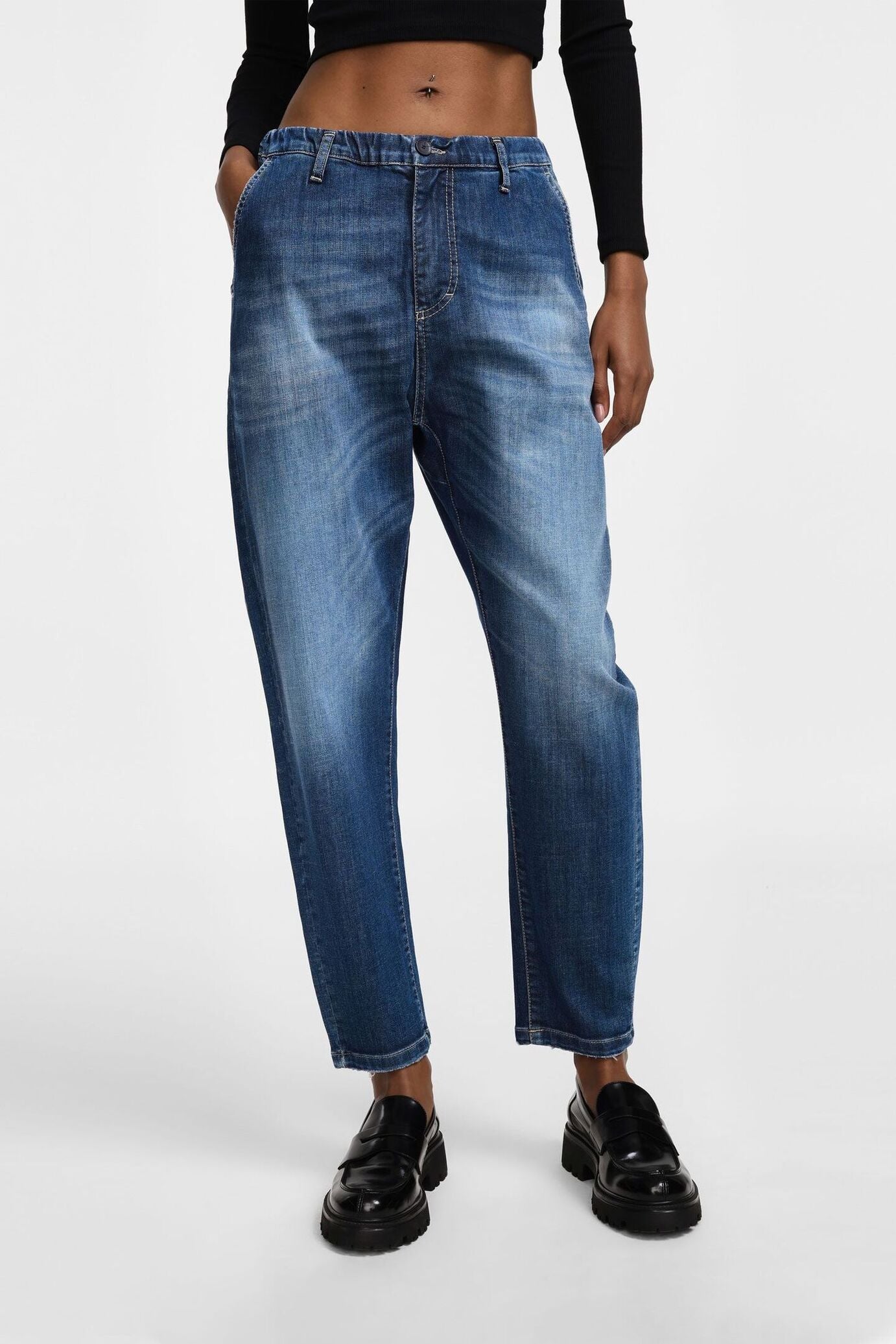 LEXI MOM FIT JEANS DARK BLUE - Vesta Donna