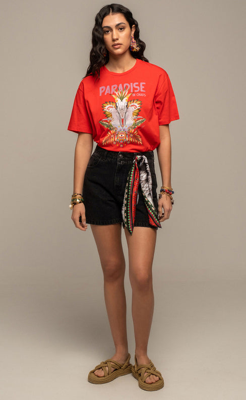 KARMIC DENIM SHORTS BLACK - Vesta Donna