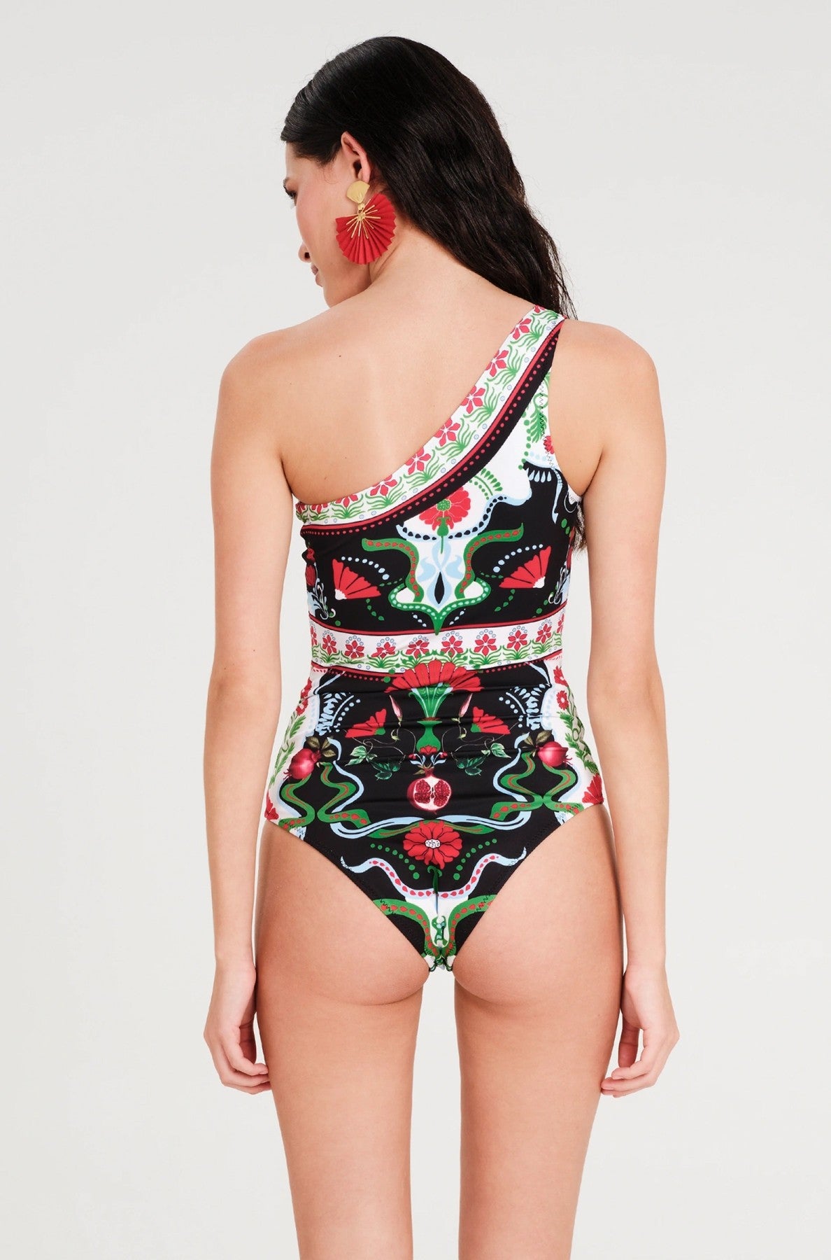 POMEGRANATE ONE SHOULDER SWIMSUIT - Vesta Donna