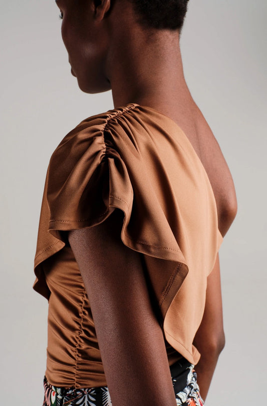 COCOA ONE SHOULDER TOP BRONZE - Vesta Donna